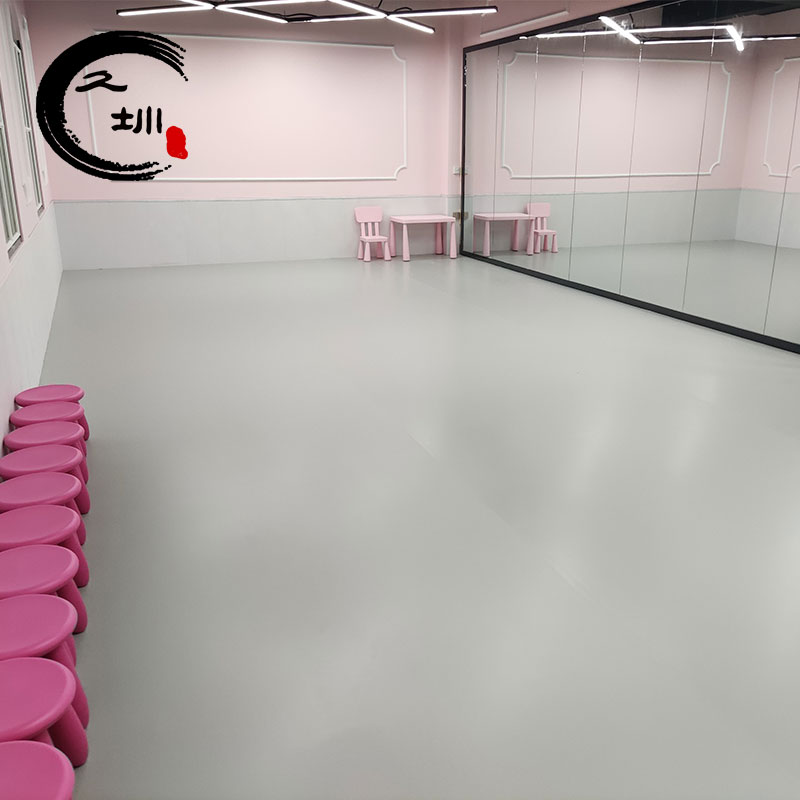 幼儿园舞蹈教室塑胶地板 纯色pvc运动地板加厚耐磨水泥灰地商用地胶